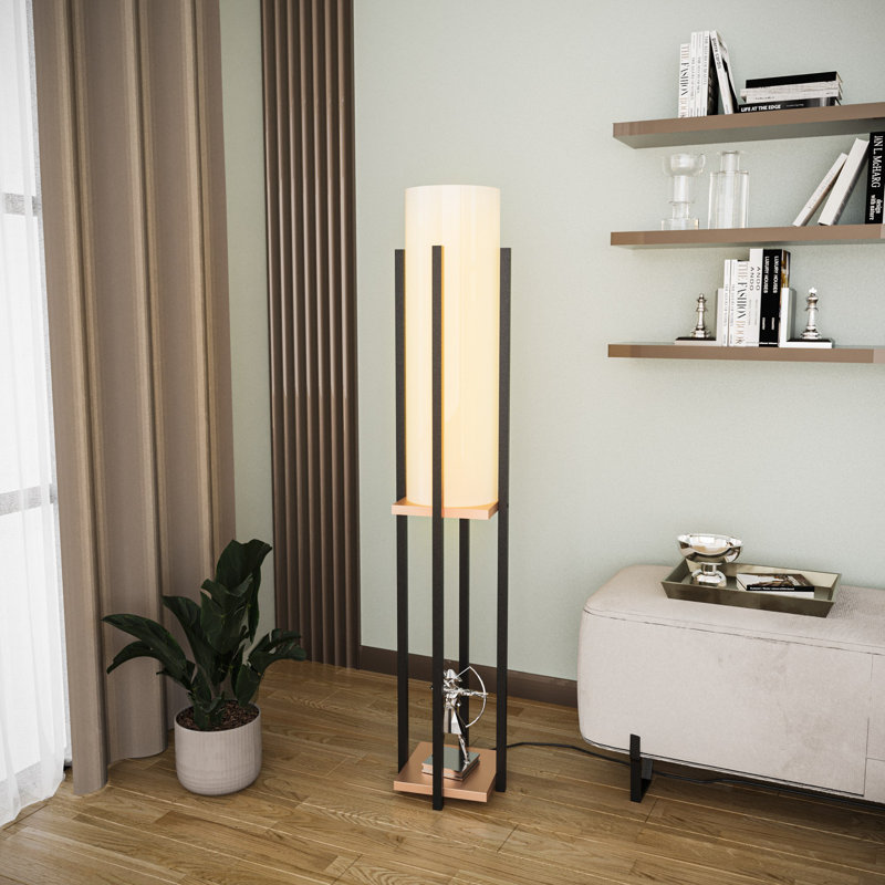 Elegant Floor Lamp with Metal Body, Black & Copper Finish, 9.8 x 9.8 x 51.2 inches | Fabric Cap, E27 Socket (Max 40W), 6.6 ft Cable, IP20 Rated | Stylish Lighting for Living Room, Bedroom & Office Spaces
