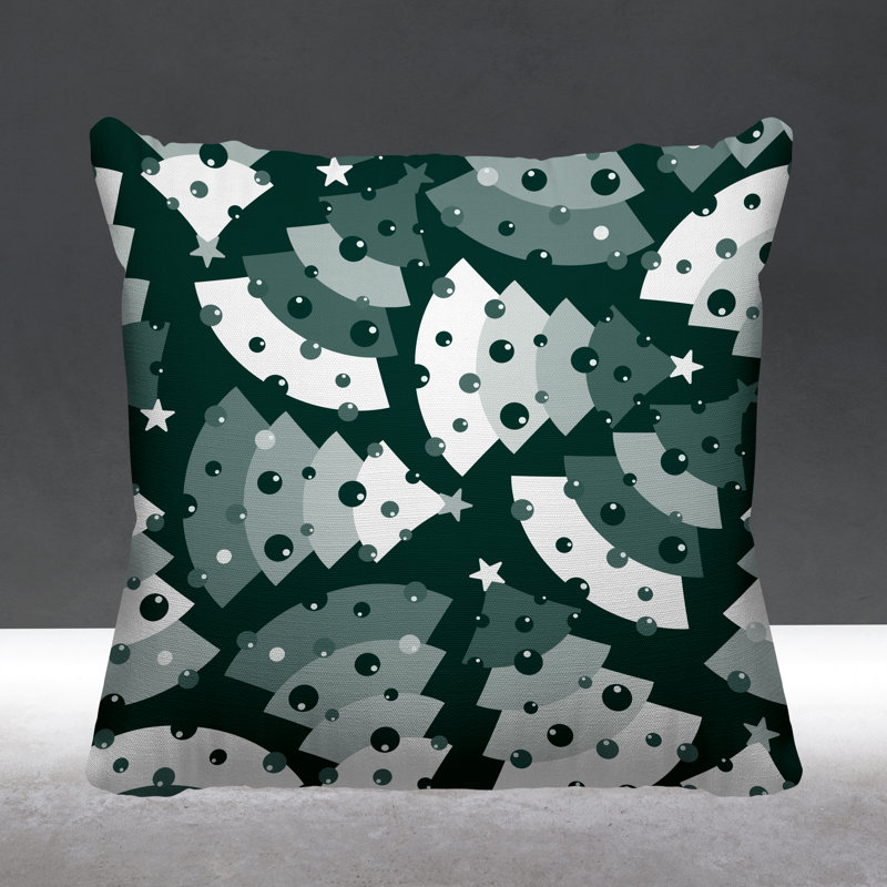 Coussin décoratif intérieur / extérieur Christmas Tree, 17 po x 17 po, Vert, Carré
