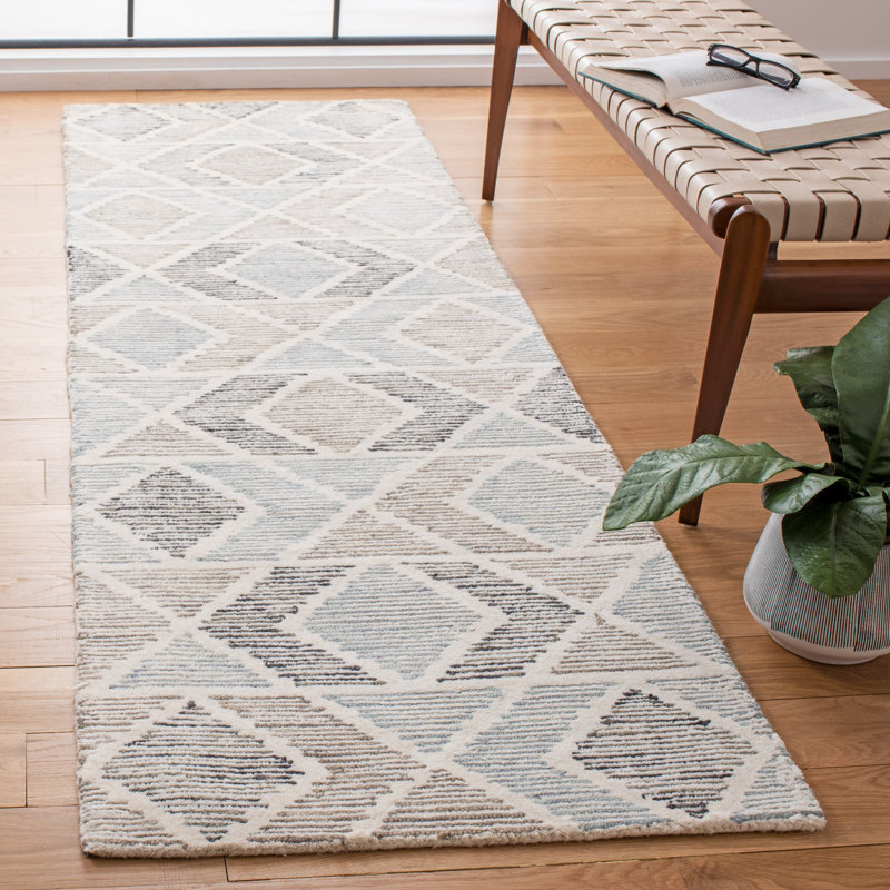 Tapis géométrique en laine / coton touffeté à la main Fredrika, Rectangle 4pi x 6 pi