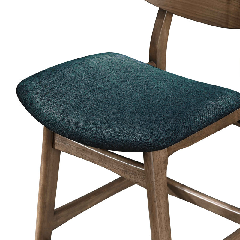 Gannaway Wood Counter Chair With Teal Cushion In Walnut, Teal/Brown