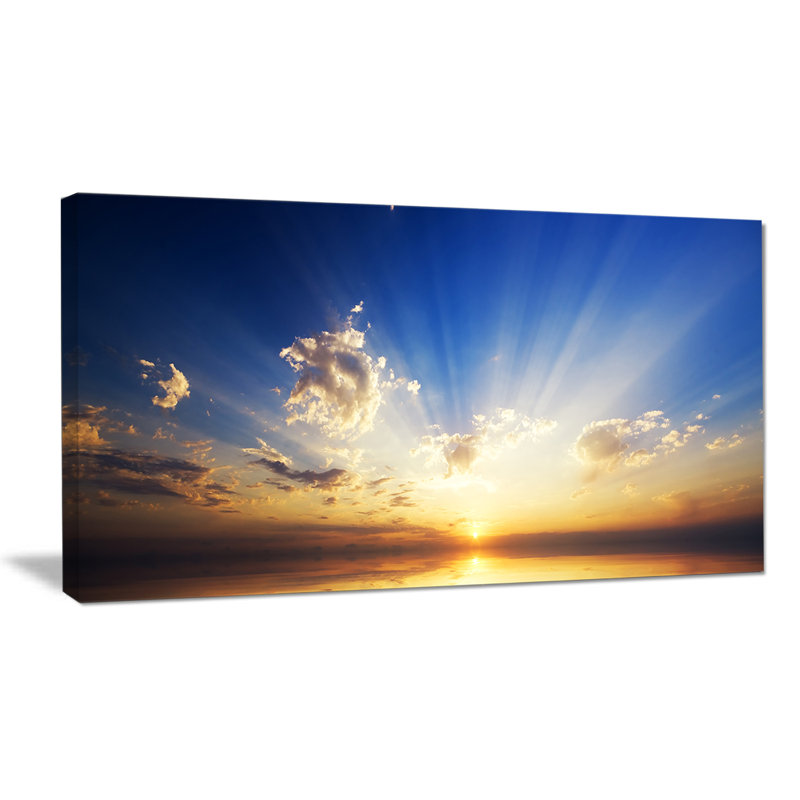«Sunset in the Ocean Blue Sky Panorama», reproduction de photo sur toile tendue, H 20 po x l 40 po x P 1po