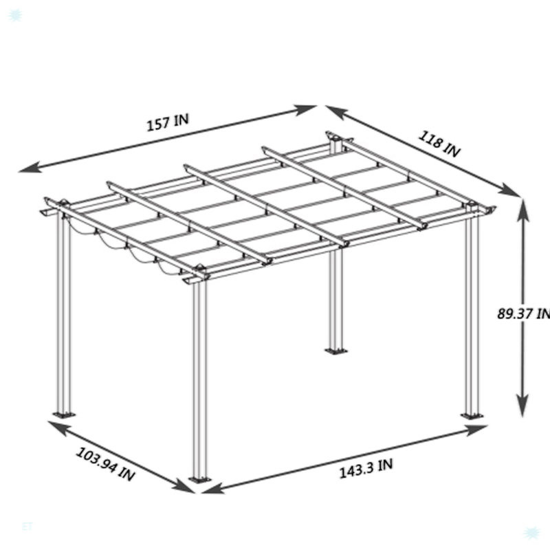 Pergola escamotable d'extérieur avec auvent