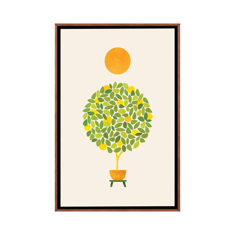 Sunshine And Lemon Tree by Modern Tropical - Painting on Canvas, White Framed, 101.6 cm H x 66.04 cm W
