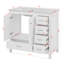 Ensemble de meuble-lavabo avec lavabo en céramique, armoire de rangement abondante, 2 portes à fermeture en douceur et 5 tiroirs