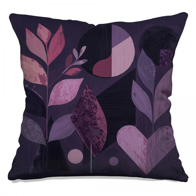 Coussins géométriques à motif abstrait botanique, 18 po x 18 po