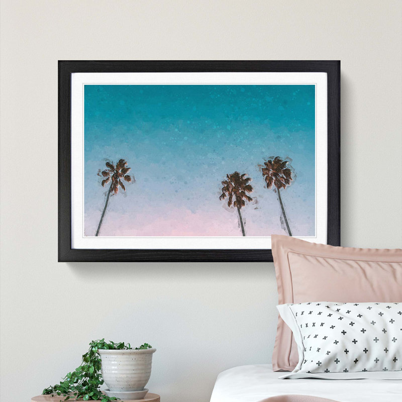 Palm Trees in Sydney Australia in Abstract - Picture Frame Graphic Art Print, 36cm H x 48cm W x 2cm D, Black Framed