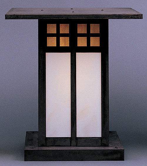Glasgow 1 - Light Pier Mount Light, 19.5" H x 18" W x 18" D, Mission Brown, Gold White Iridescent and White Opalescent