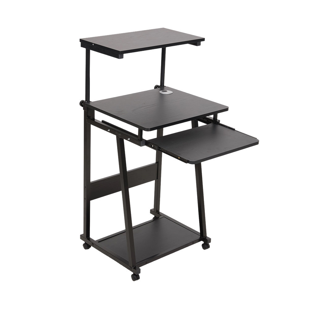 Black Height Adjustable Mobile Computer Desk