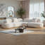 Canapé modulaire incurvé moderne, canapé modulaire blanc à 5 places Boucle, canapé non rembourré avec structure en bois massif et dossier papillon unique pour le salon, la chambre à coucher et 2 coussins-1520709474