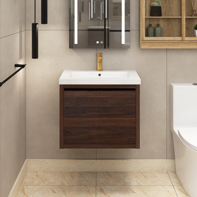 Meuble-lavabo simple 23,6 po avec plateau en résine Hajera