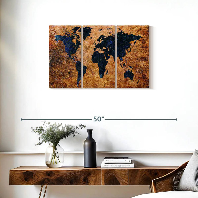 Carte du monde grunge Aliaz, H 20 po x l 33 po