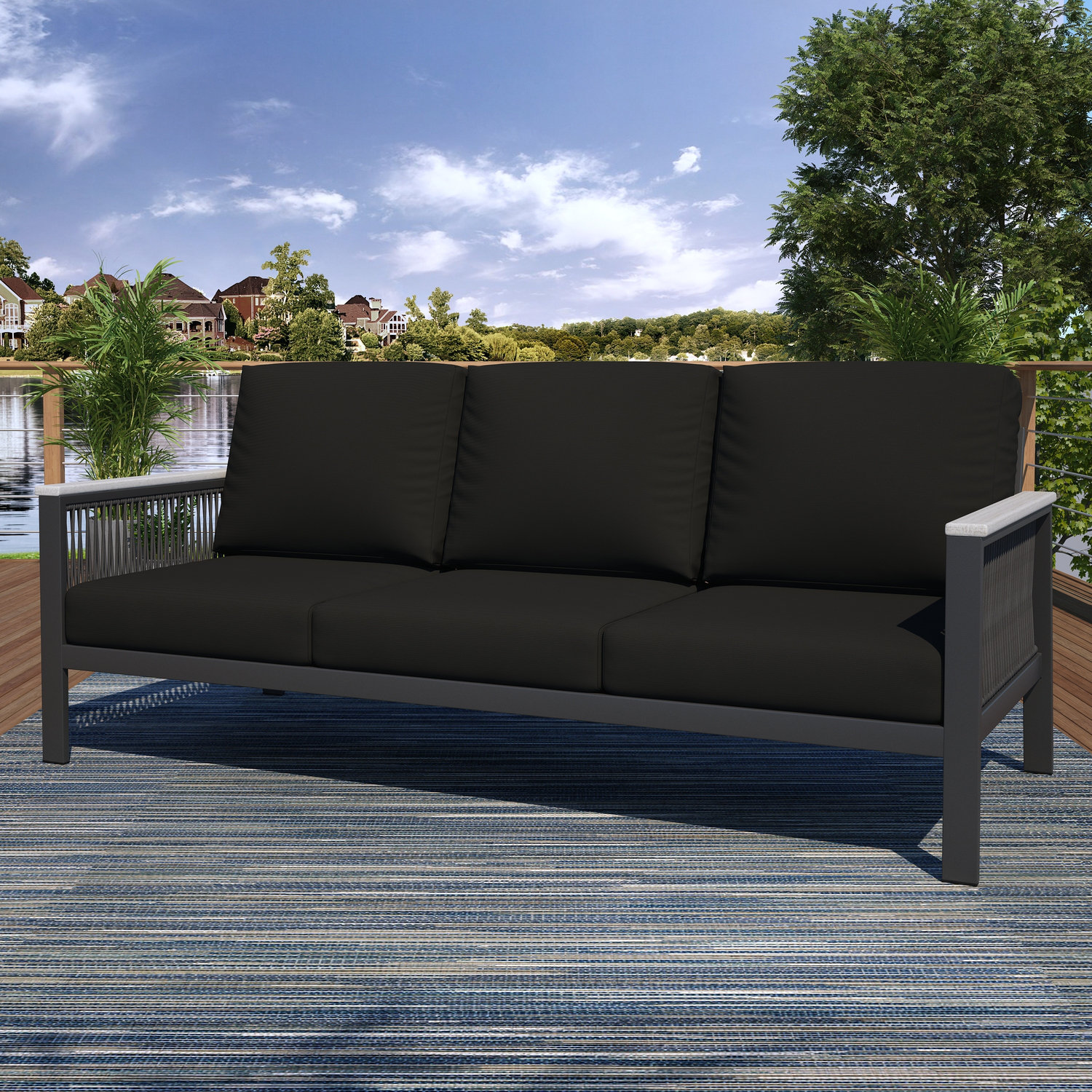 Townsend - Person Patio Conversation Set with Cushions, Canvas Black Sunbrella® Canvas