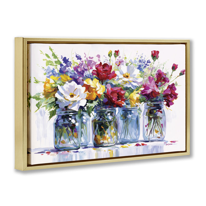 Impression sur toile Vibrant Floral Impressions Floater, par Leon Devenice, H 21 po x l 31 po, Cadre flottant gris lustré