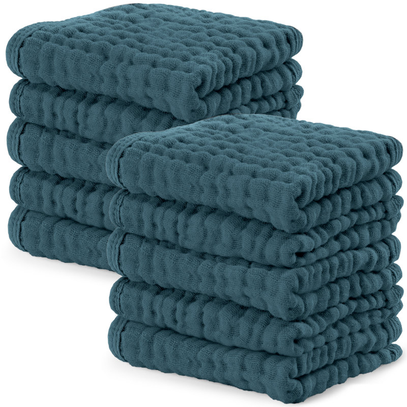 Comfy Cubs Muslin Baby Washcloths - Soft 6-Layer Cotton Wash Cloths for Sensitive Skin - 10"x10" Large, Gentle, Absorbent Infant Essentials