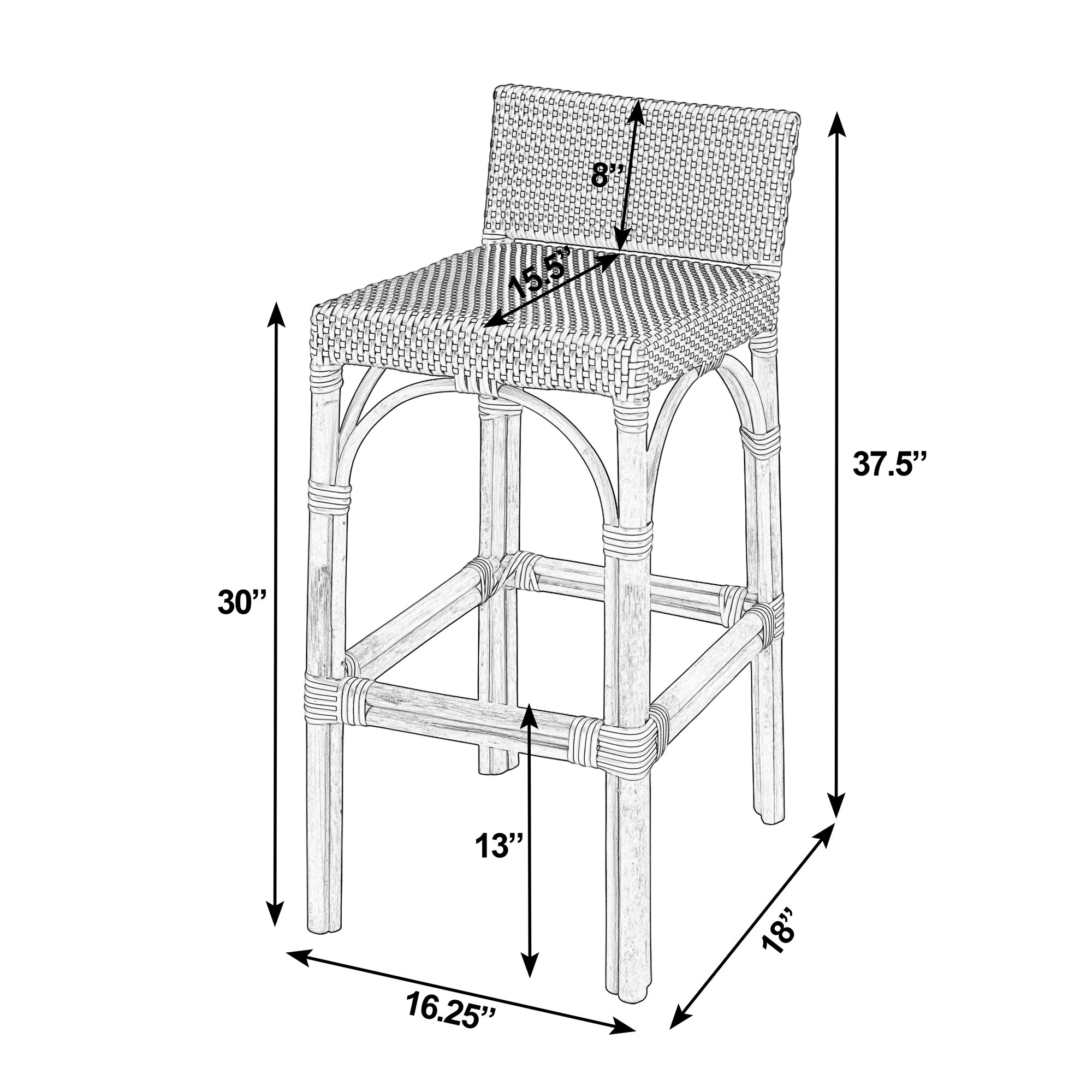 Estella Counter Stool, Estella Bar Stool, White/Navy Dot, Bar Stool 30" Seat Height