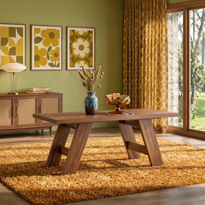 71" Modern Rectangular Dining Table with A-Frame Legs and Wood Grain Finish for 6 People