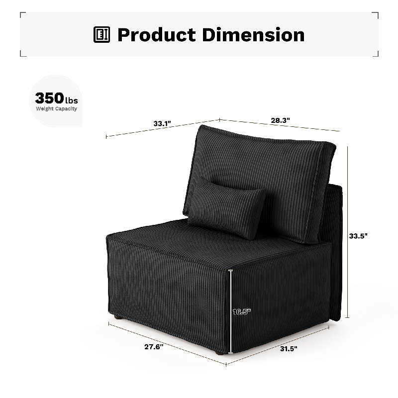 Fauteuil d'appoint modulaire Bennett, Noir