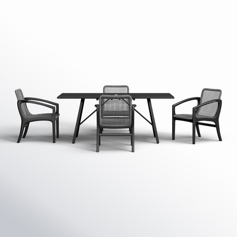 Dasinger 4 - Person Wood Patio Dining Set with Rectangular Table, Charcoal