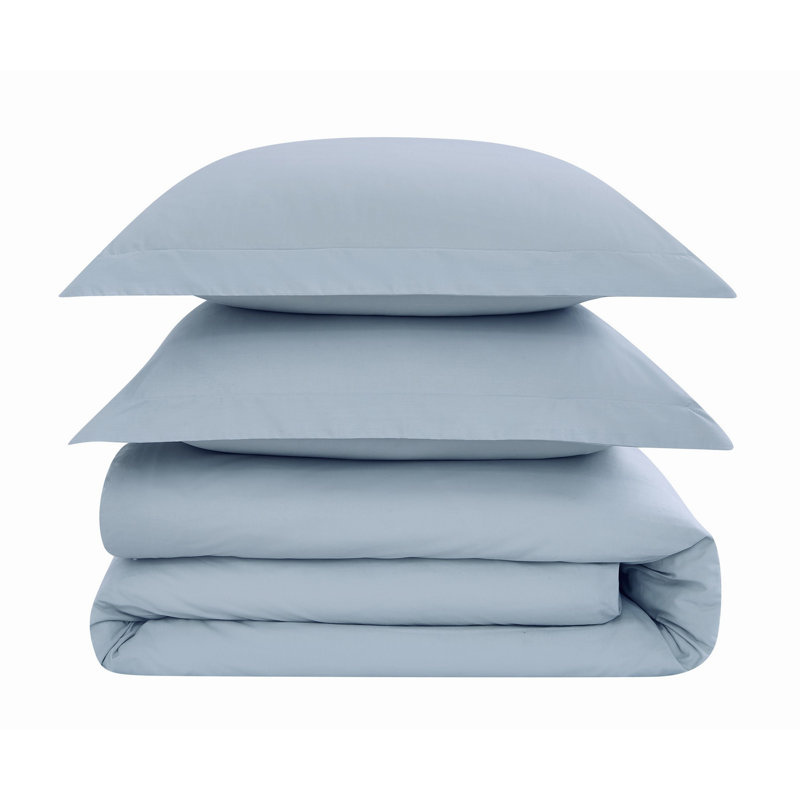 Brooklyn Loom Classic Cotton Duvet Sets, Blue, King Duvet Cover + 2 King Shams