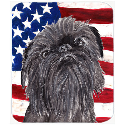 Trinx Patriotic Brussels Griffon USA American Flag Glass Cutting Board