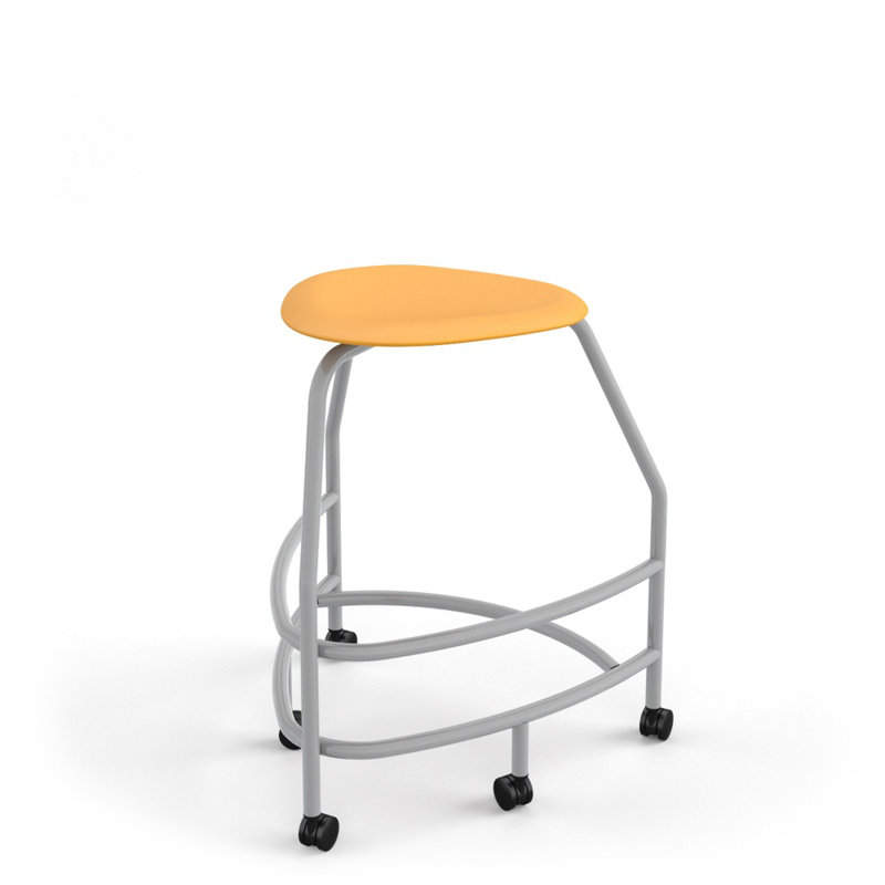 Tabouret 360, H 30 po, roulettes à compression, Orange