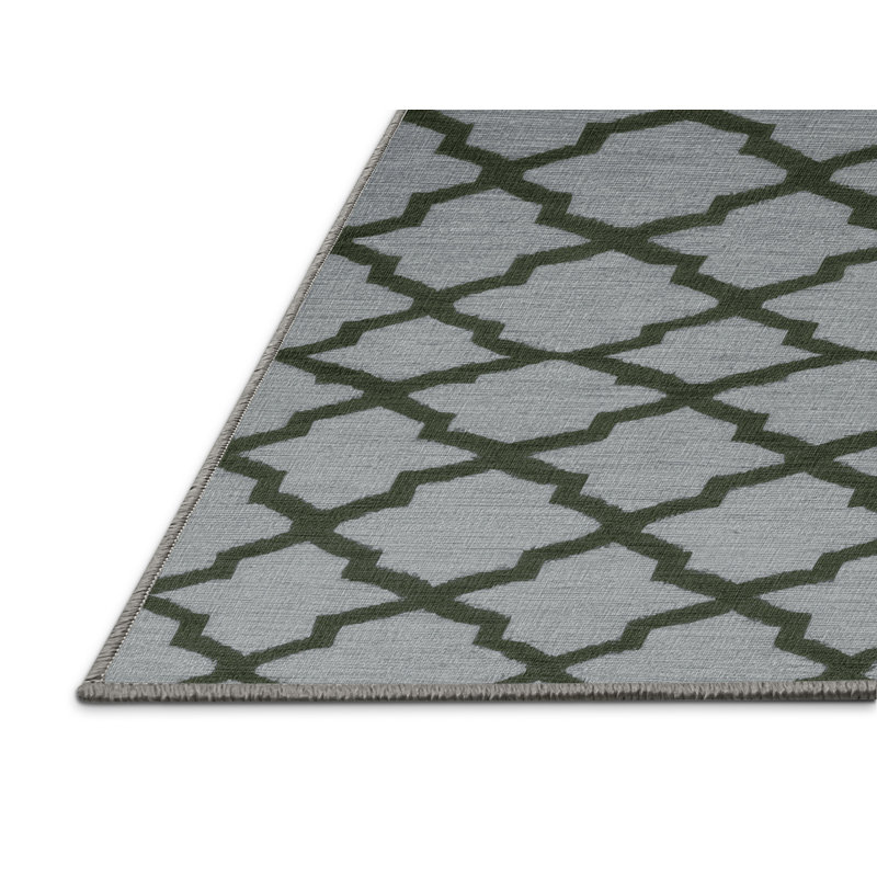 Tapis gris en treillis lavable à la machine, Rectangle 5 pi x 7 pi