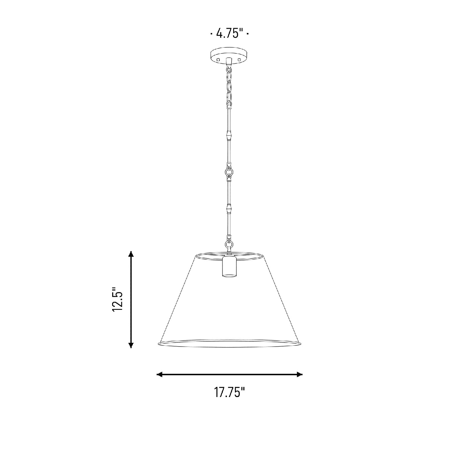 Presley Dimmable Single Light Pendant, 12.75" H x 18.25" W x 18" D, Matte Black