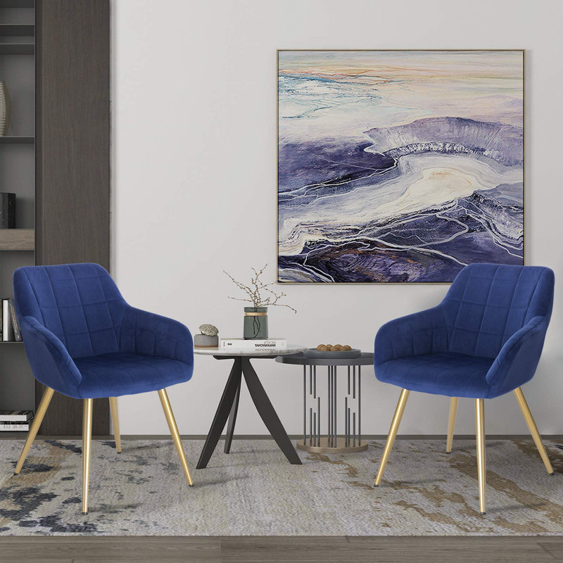 Palumbo Upholstered Dining Chair, Ocean Blue, Gold