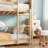 Twin Over Twin House Floor Bunk Bed With Headboards, Footboards And Guardrails, Ladder, Rubber Wood Bunk Bed With Safety Guardrails,White Oak-1376927954