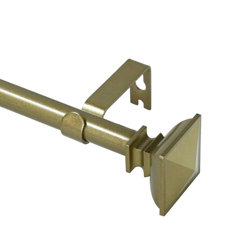 Tringle à rideaux simple ajustable Plemmons, H 0,625 po x l 48 po x P 0,625 po, Or antique