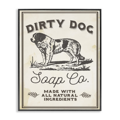 Dirty Dog Soap Co Vintage Sign XXL Black Framed Giclee Texturized Art by Daphne Polselli