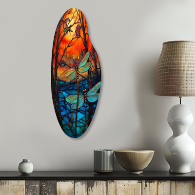 Manvel - Animals Dragonfly Curved Shape Asymmetric Metal Wall Art