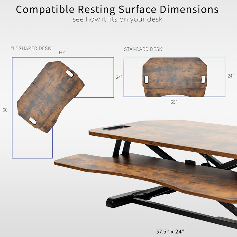 Vintage Brown Adjustable Corner Standing Desk Converter