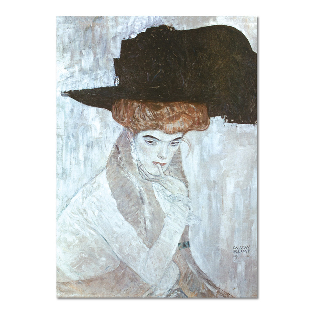 Glasbild The Black Hat von Gustav Klimt