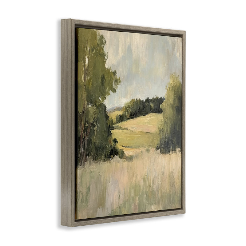 Cadre flottant Painterly Green Valley View, design par Petal Prints Design, Cadre flottant orme Montalcino, H 31 po x l 25 po