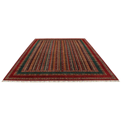 9x12 Multicolor and Red Turkish Tribal Rug