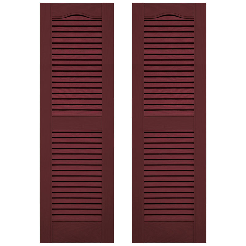 Builders Edge, panneau central cathédrale sur mesure, volets à persiennes ouvertes, Baie rouge, 14 1/2 po, 74"