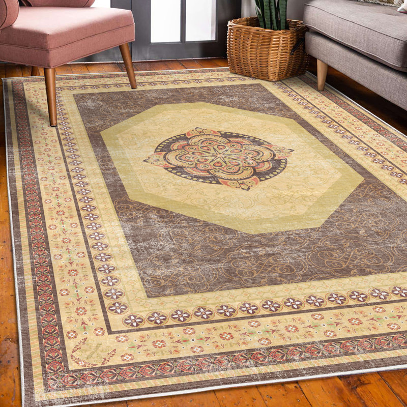 Tapis décoratif bohémien, Rectangle 4 pi x 5 pi 5 po