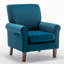 Fauteuil à accoudoirs roulés traditionnel, structure en bois de bouleau massif avec pieds fuselés bruns, chaise rembourrée en mélange de polyester avec siège rembourré de mousse pour le bureau du salon