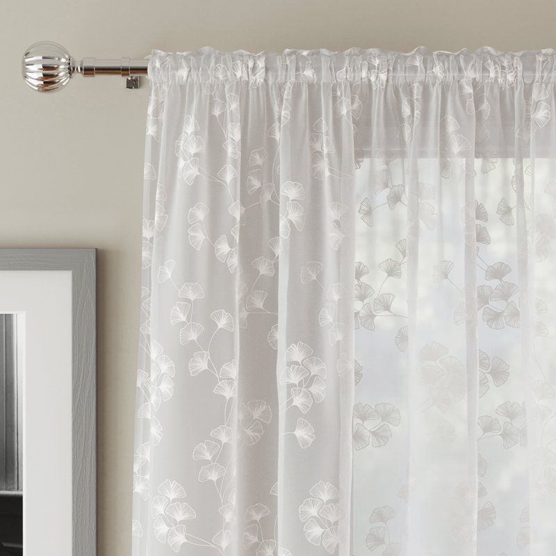 Molesley Sheer Curtain Single Panel, White, 56 W x 91 D cm