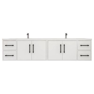Meuble-lavabo mural 84 po avec double évier en acrylique renforcé Victoria