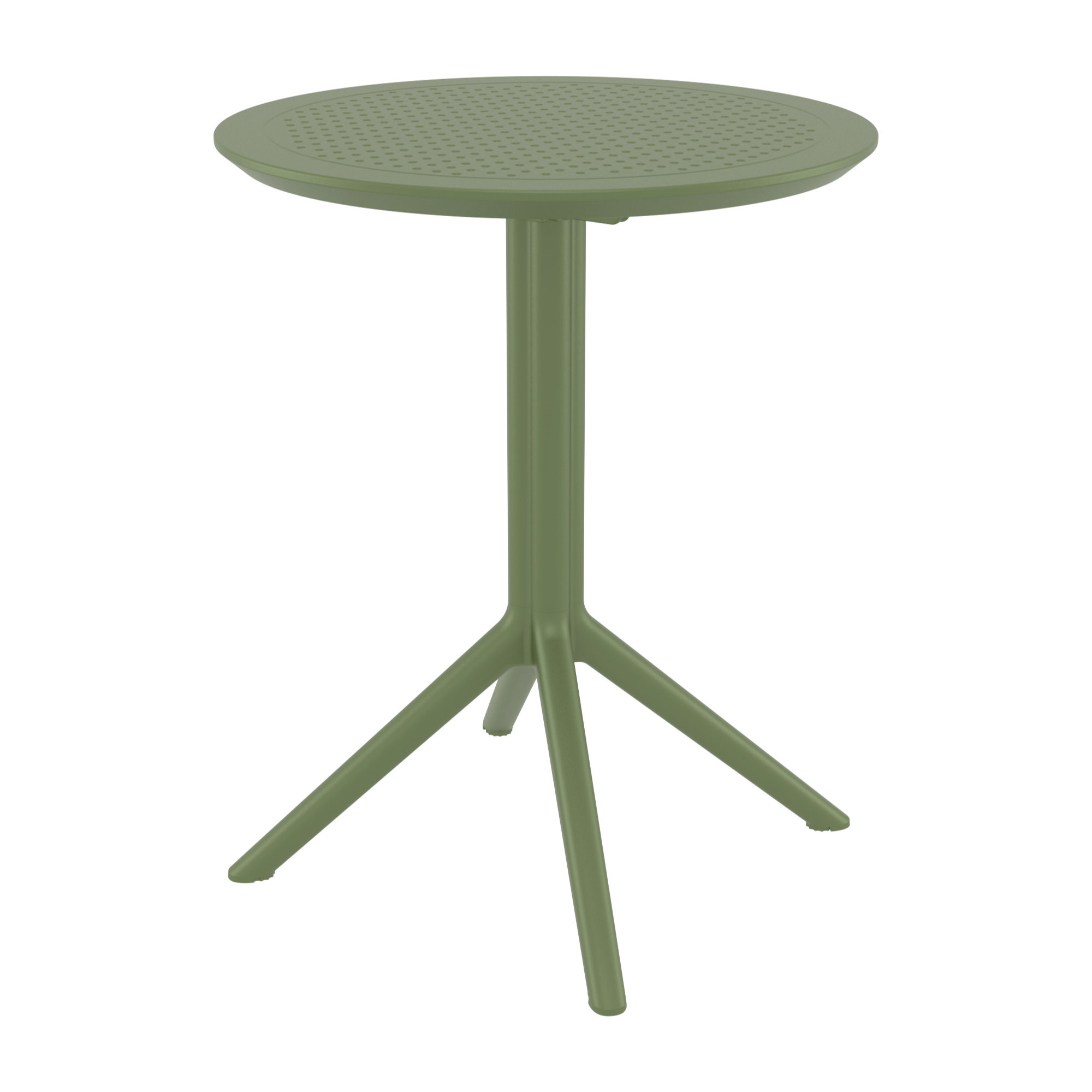 Farrah 24'' Round 2 - Person Bistro Set with Contemporary Stacking Chairs, Olive Green