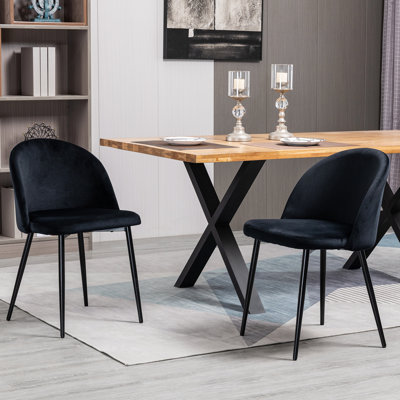 Chaise d'appoint rembourrée en velours noir Doop