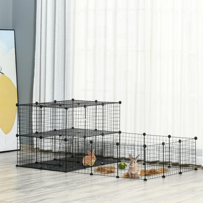 47 parc pour animaux, Convient aux cochons d'Inde, aux chinchillas. Caractéristique de bricolage, facile à assembler,. Cage en métal noir pour petits animaux 69 po x 41,5 po 27,5 po. Pour un assemblage facile et personnalisable.
