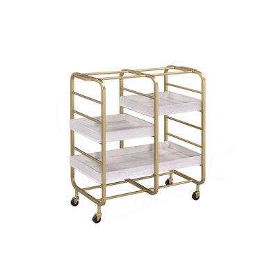 Vorrik Gold & White Washed Finish Serving Cart