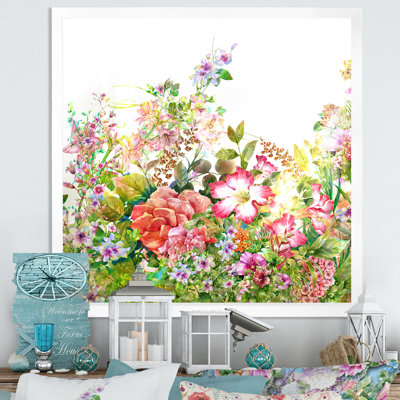 «Vintage Spring Garden Flowers III», reproduction sur toile encadrée