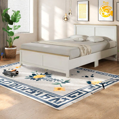Spacious White Beds Frame, Mdf Modern Design For Family Comfort
