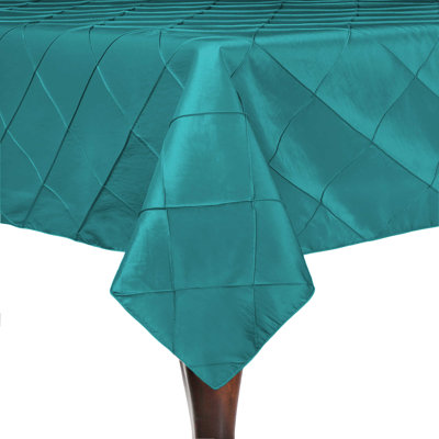 Everly Quinn Embroidered Pintuck Taffeta Tablecloth Turquoise Blue