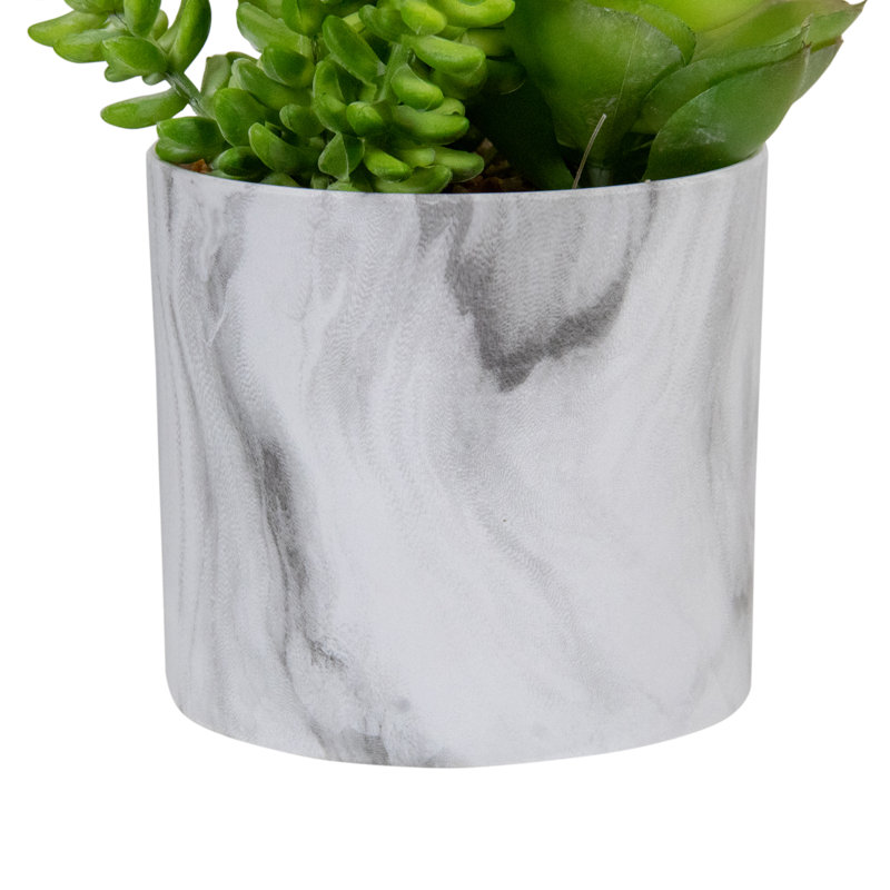Arrangement succulent artificiel vert 6,5 po en pot de faux marbre