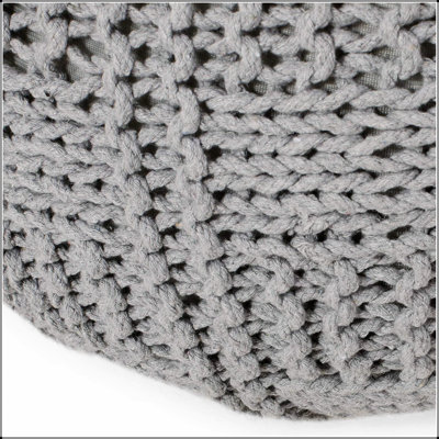 Yuny Knitted Cotton 20 X 20 Round Pouf, Soft And Durable, For Modern Living And Multi-Functional Use
